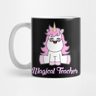 Pink Unicorn Glasses Teacher Mug